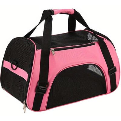 Sac de transport portable pour chat et chien, en maille respirante et pliable, sac de transport pour chat, sac à main de voyage respirant rose