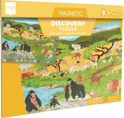 SCRATCH 2 In 1 Magnetische Puzzel - Discovery Game - Savanne - 52,3X30,5Cm - 48 Stukjes - 3 Jaar