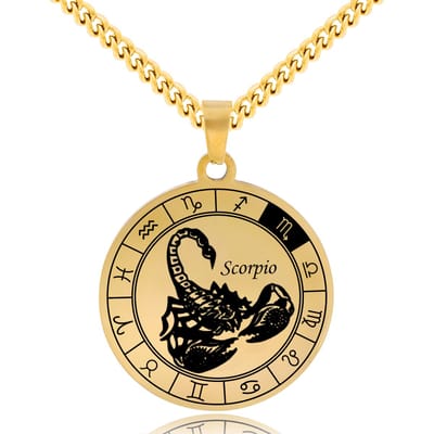 Sterrenbeeld Schorpioen (Scorpio) Ketting Goudkleurig - Roestvrij Staal Zodiac Talisman - Stainless Steel - 60cm - Pax Amare