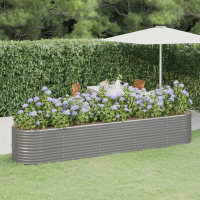 vidaXL - Plantenbak - 368x80x68 - cm - gegalvaniseerd - staal - grijs
