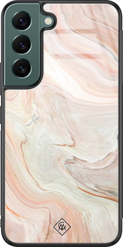 Casimoda® hoesje - Geschikt voor Samsung Galaxy S22+ - Marmer Waves - Luxe Hard Case Zwart - Backcover telefoonhoesje - Bruin/beige