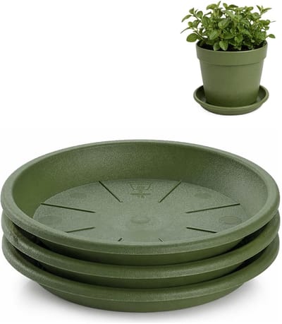 PlasticForte plantenpot onder schotel / water opvang schaal - 3x - groen - Dia 16 cm - Kunststof - voor pot met Dia 20/22 cm