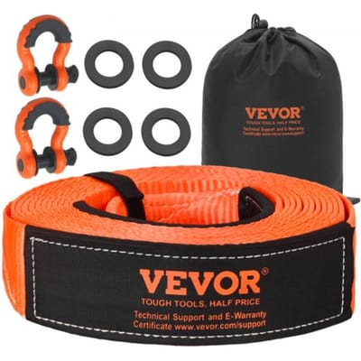 VEVOR Sleepkabelset, 16329 kg, sleepkabel met opbergtas en 19 mm D-ring sluiting, zware noodkabel voor SUV's, pick-ups, vrachtwagens, boten, terreinwagens, 76,2 mm x 9,1 m