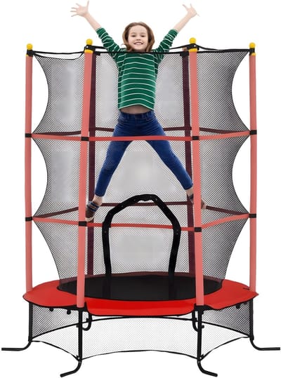 Kindertrampoline Ø163 cm – Tuintrampoline voor Kinderen 3-10 Jaar – Rood