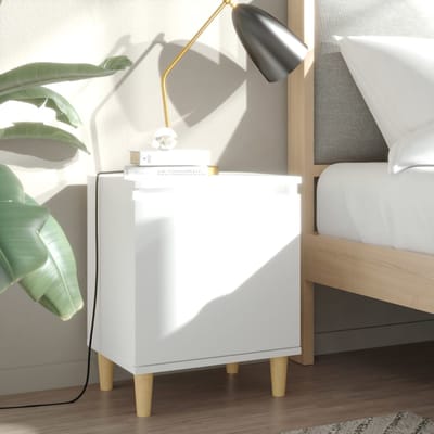 vidaXL - Nachtkastje - met - massief - houten - poten - 40x30x50 - cm - wit