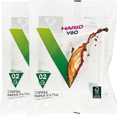 Hario Koffiefilters V60 02 - Wit (100 stuks) 2-Pack (200 filters totaal)