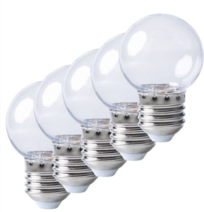 100 stuks Led kogellamp - 2W E27 Warm wit 2700K - transparante bol - Dimbaar - IP21 - voor buitenverlichting - prikkabel - priksnoer