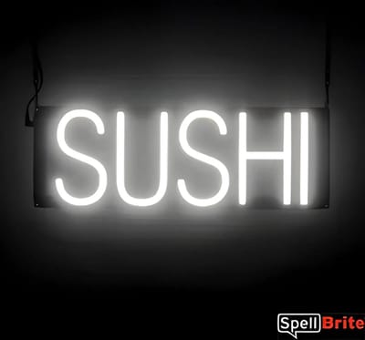 SUSHI - Lichtreclame Neon LED bord verlicht | SpellBrite | 46 x 16 cm | 6 Dimstanden - 8 Lichtanimaties | Reclamebord neon verlichting