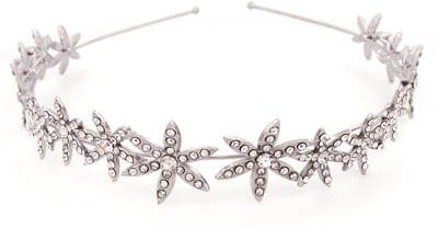 Zilverkleurige feestelijke kerst diadeem met sterren en strass