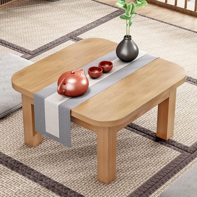 Japanse vloertafel - Meditatie tafel - Thee ceremonie - Ruimtebesparend ontwerp - 60 x 32 cm - Bruin