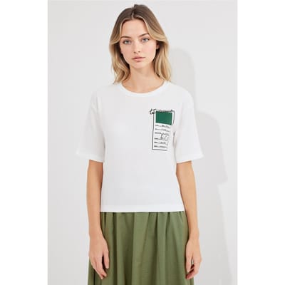 Bedrukte Crew Neck Korte Mouwen T-Shirt