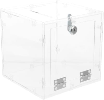 Transparante acryl dispensator voor stembriefjes, inzamelingskaarten en wedstrijdvoorstellen, 20x20x20 cm