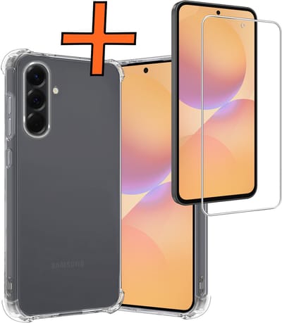 Hoes - Met Screenprotector - Geschikt voor Samsung Galaxy A36 - Sterk & Shockproof - Siliconen Case - Back Cover - Telefoon Hoes - Shock Proof - Transparant