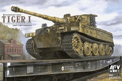 AFV Club Modelbouwpakket Militaire voertuigen - AF35S25 Pz.Kpfw. VI Tiger I Ausf. E Late Version w/Transportkette Plastic - 1:35 - Modelbouw
