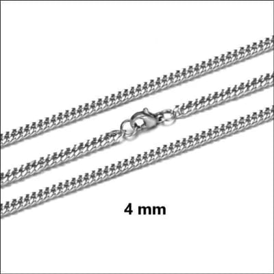 Aramat Jewels | Halskettingen | RVS Curb Chain Ketting Zilverkleur - Stoere Schakelketting | 75cm / 4mm |75cm | | Staal | Volwassenen | Verkleurd niet
