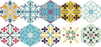 Antislip vloerstickers met beschermlaag - AGUEDA zeshoekige vloertegels - 60x135cm - 10 zeshoekige stickers 30x26cm