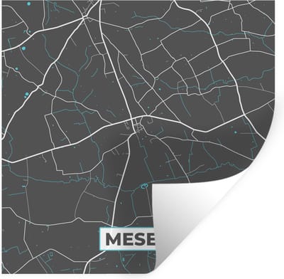 Muurstickers - Sticker Folie - Stadskaart – Grijs - Kaart – Mesen – België – Plattegrond - 100x100 cm - Plakfolie - Muurstickers Kinderkamer - Zelfklevend Behang XXL - Zelfklevend behangpapier - Stickerfolie