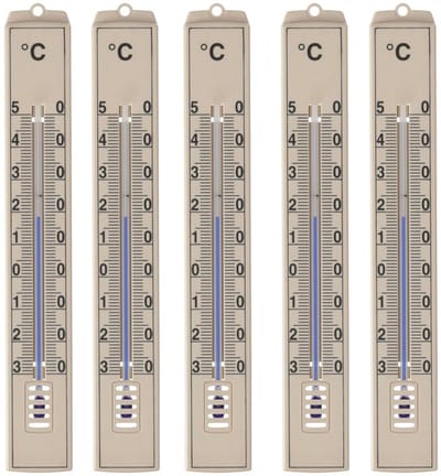 Buitenthermometers Set van 5, Temperatuur -30 °C tot +50 °C, Weerbestendig en Analoge Thermometers voor Binnen en Buiten