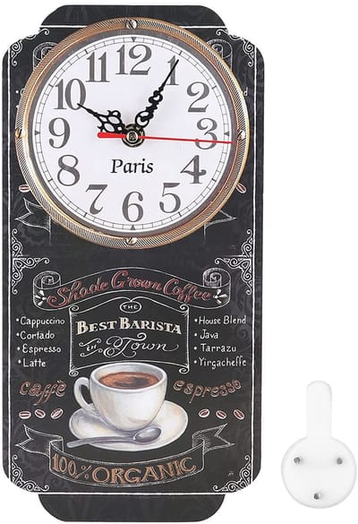 Dailygoody - Wandklok - Retro Wanddecoratie - Vierkante Bar Klok - Wit/Crème - Keuken en Woonkamer - 30 x 14,7 cm