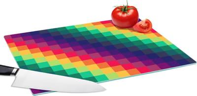 Glazen Snijplank - 39x28 - Regenboog - Patronen - Pixel - Snijplanken Glas