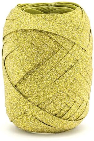 Cadeaulint, goud glitters, 5mm breed / 10 m lang