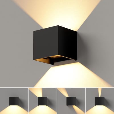 Wandlamp warm wit voor binnen en buiten IP65 - LED wandverlichting verstelbare stralingshoek zwart - energieklasse A+