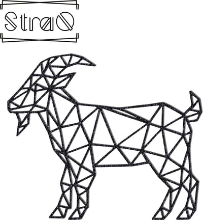 StraQ Zwarte Geometrische Geit 24 cm - Dier - Muurdecoratie - Wandversiering - Wanddecoratie - Links