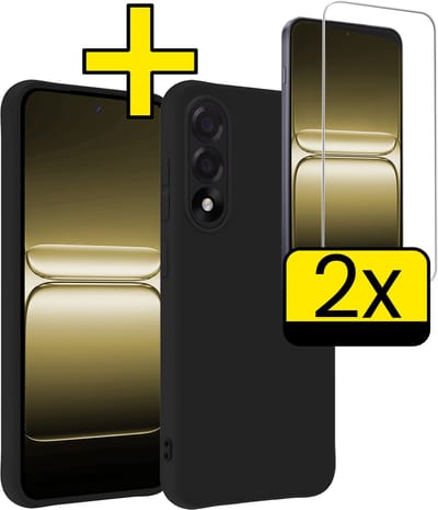 Hoesje - Met 2x Screenprotector - Geschikt voor OnePlus Nord 5 - Sterk & Shockproof - Back Cover - Siliconen Case - Telefoon Hoes - Telefoonhoesjes - Zwart