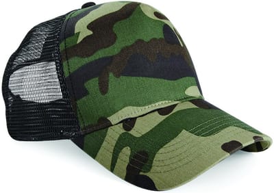 Beechfield Retro Camouflage Snapback Trucker Cap (Jungle Camo)