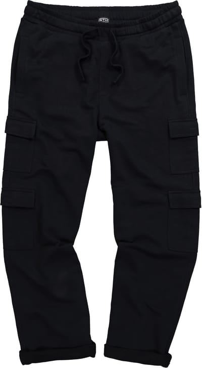 STHUGE - Heren - Cargosweatpants baggy fit elastische tailleband cargozakken - Zwart - Maat 3XL