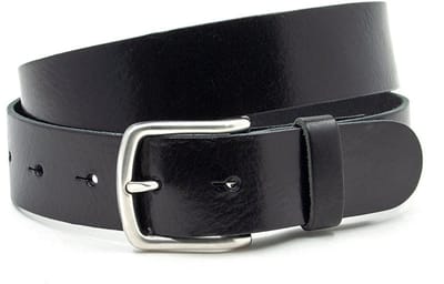 Zwarte jeans riem 4 cm breed met stoere gesp - Dames riem - Leer - Jeans riem - Casual - Maat 90