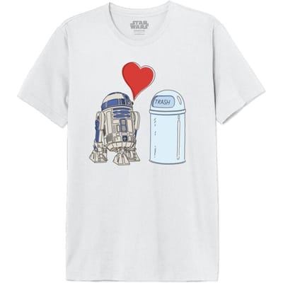 Star Wars - Disney T-shirt - R2D2 Love Trash - M tot XXL - voor Mannen - wit