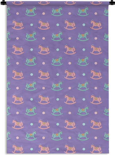 Wandkleed - Wanddoek - Hobbelpaard - Patronen - Geboorte - 120x180 cm - Wandtapijt