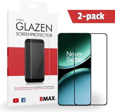 2-pack BMAX Screenprotector geschikt voor OnePlus Nord 4 - Full Cover gehard glas - OnePlus screenprotectors - Telefoonaccessoires - Telefonie & Accessoires - Beschermglas - Glas screenprotectors - Zwart