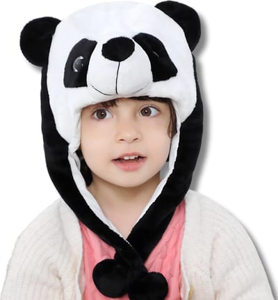 BoefieBoef Kindermuts met Dieren Oortjes voor Baby, Peuter & Kleuter 6 maanden tot 10 jaar – Warm Flanel Wintermuts – Dierenhoed Jongens & Meisjes – Beanie – Kerst en Sinterklaas Cadeau tip - Kou Carnaval & Halloween - Panda Wit Dier Animal Beer