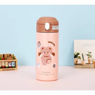 Tasse isotherme en forme d'ourson mignon, pot isotherme pour étudiant, dessin animé, jeu de plongée, tasse isotherme en forme de cœur pour fille 380ML