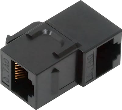 RJ45 Keystone Koppeling - Netwerk Adapter - Netwerk Kabel Verbinding - 90 Graden Hoek - Standaard Keystone - Zwart