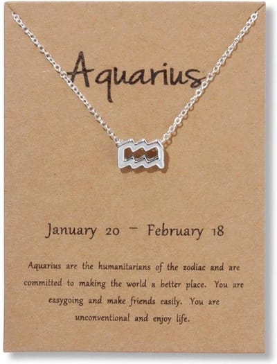 Bixorp Stars Waterman / Aquarius Ketting - Zilverkleurige Ketting op Cadeau Kaartje - Sterrenbeeld / Zodiac Hanger