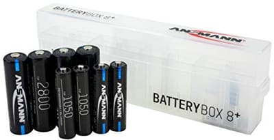 Batterijhouder Set - Accu Opbergdoos - Batterijen Opbergen - Uitbreidbaar Systeem - 4x AA 4x AAA - Zilver