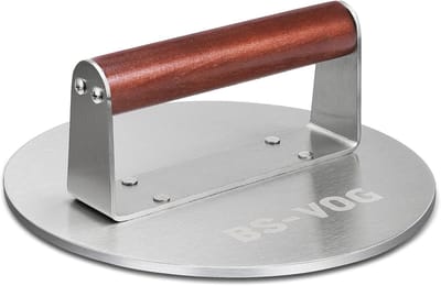 Burgerpers - Vleesmasseuse - BBQ Grillen - Zwaar Gietijzer - 21 cm - Zilver