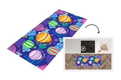 Keukenloper - Loper keuken - Luchtballon - Regenboog - Patronen - Kinderen - Abstract - 120x50 cm - Keukenloper vinyl