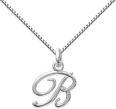 Amanto Ketting Letter B - 925 Zilver Gerhodineerd - Alfabet - 12x18mm - 50cm