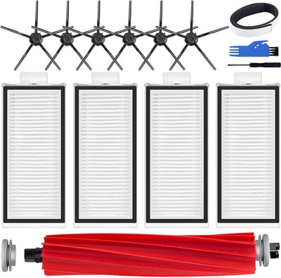 Accessoireset geschikt voor Xiaomi Roborock Q7 / Q7+ / Q7 Max / Q7 Max+ stofzuiger, reserveonderdelen 1 hoofdborstel, 6 zijborstels, 4 HEPA-filters, 1 reinigingsborstel, 1 schroevendraaier, 1 bumper