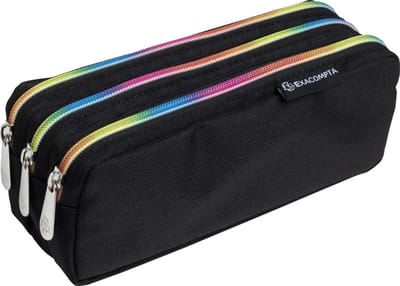 Exacompta 6x Rechthoekig pennenetui met 3 vakken Rainbow - Zwart - 52140E