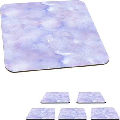 Onderzetters voor glazen - Waterverf - Patroon - Paars - 10x10 cm - Glasonderzetters - 6 stuks