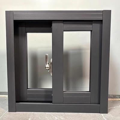 Schuifvenster voor schuur - Horizontaal raam - Ventilatie en toegang - Aluminium frame gehard glas - 8cm breed frame - Grijs