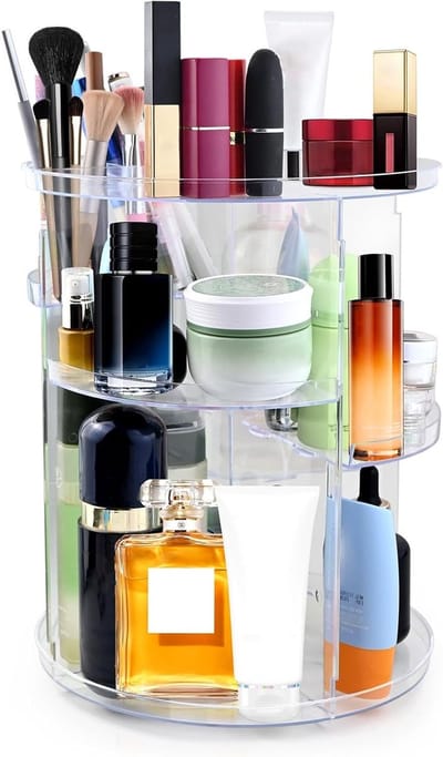 360° Draaibare Make-up Organizer - Multifunctionele Opslagdoos voor Make-up met 5 Verstelbare Niveaus voor Slaapkamer en Badkamer, Perfect voor Organiseren en Opslaan