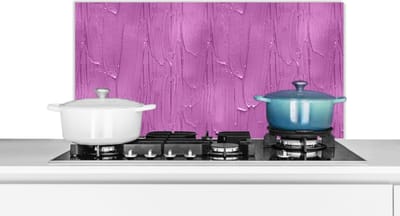 Spatscherm Keuken - Kookplaat Achterwand - Spatwand Fornuis - 90x45 cm - Patronen - Verf - Paars - Aluminium - Wanddecoratie - Muurbeschermer - Hittebestendig