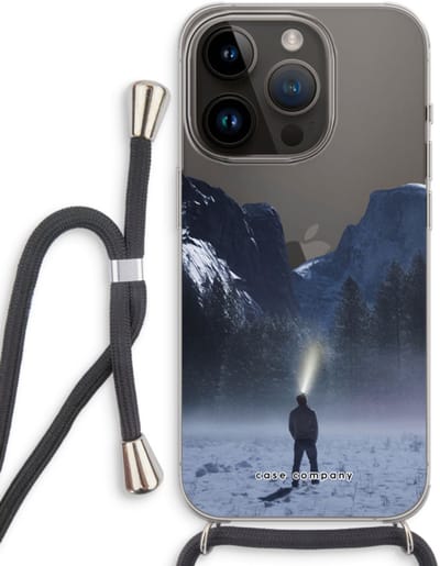 Case Company® - Hoesje met koord geschikt voor iPhone 14 Pro hoesje met Koord - Wanderlust - Telefoonhoesje met Zwart Koord - Bescherming aan alle Kanten en Over de Schermrand