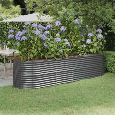 vidaXL - Plantenbak - 296x80x68 - cm - gegalvaniseerd - staal - antracietkleurig